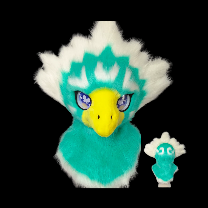 Aqua Crown Bird Fursuit Head