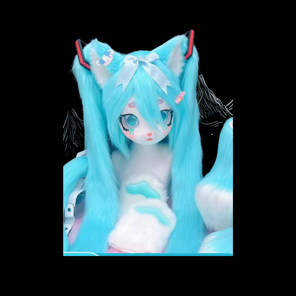 Aqua Glow Kemono Cat Head
