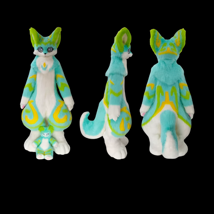 Aqua Lime Fox Kemono Fullsuit thumbnail 1