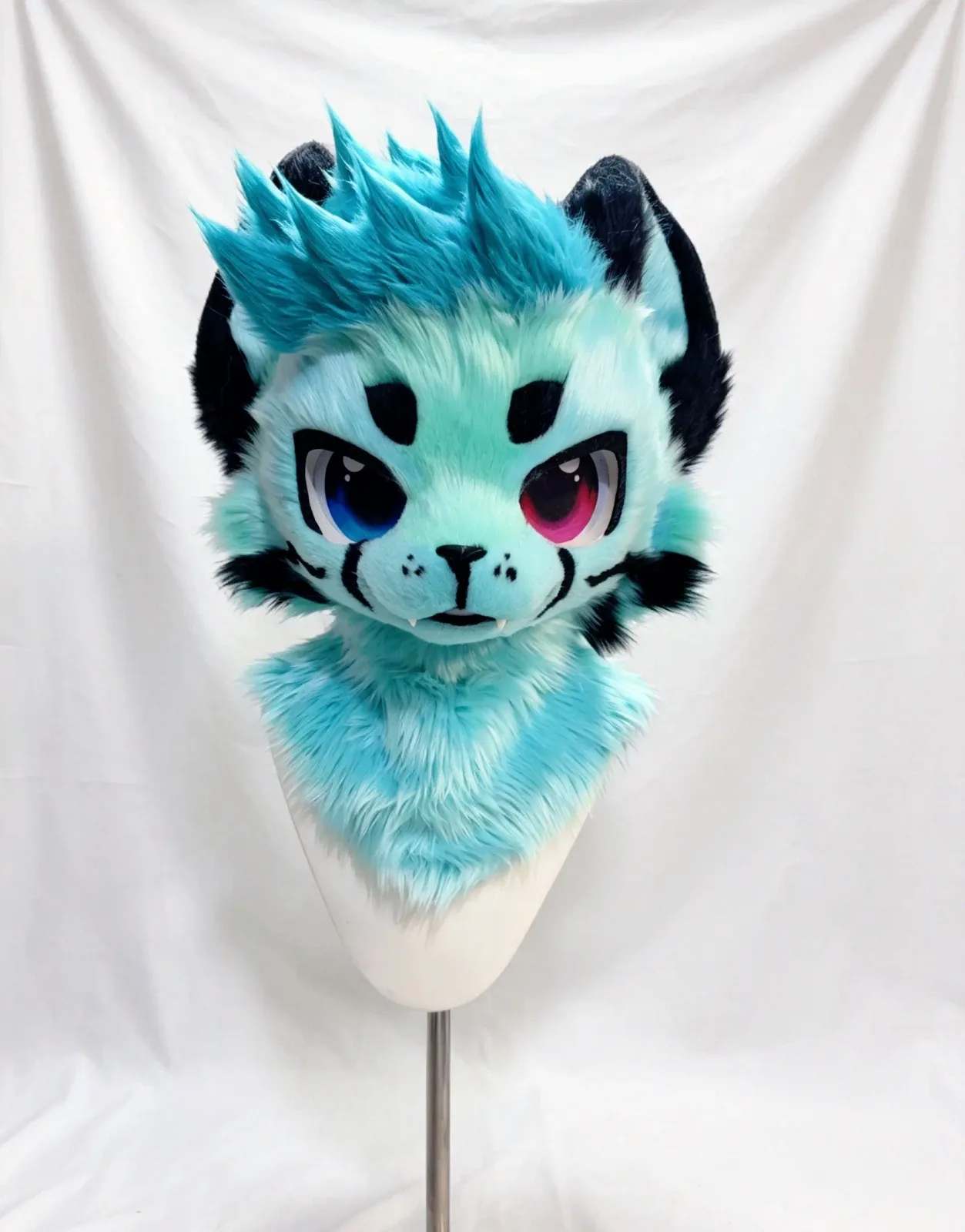Aqua Spike Tiger Toony Fursuit Head thumbnail 1
