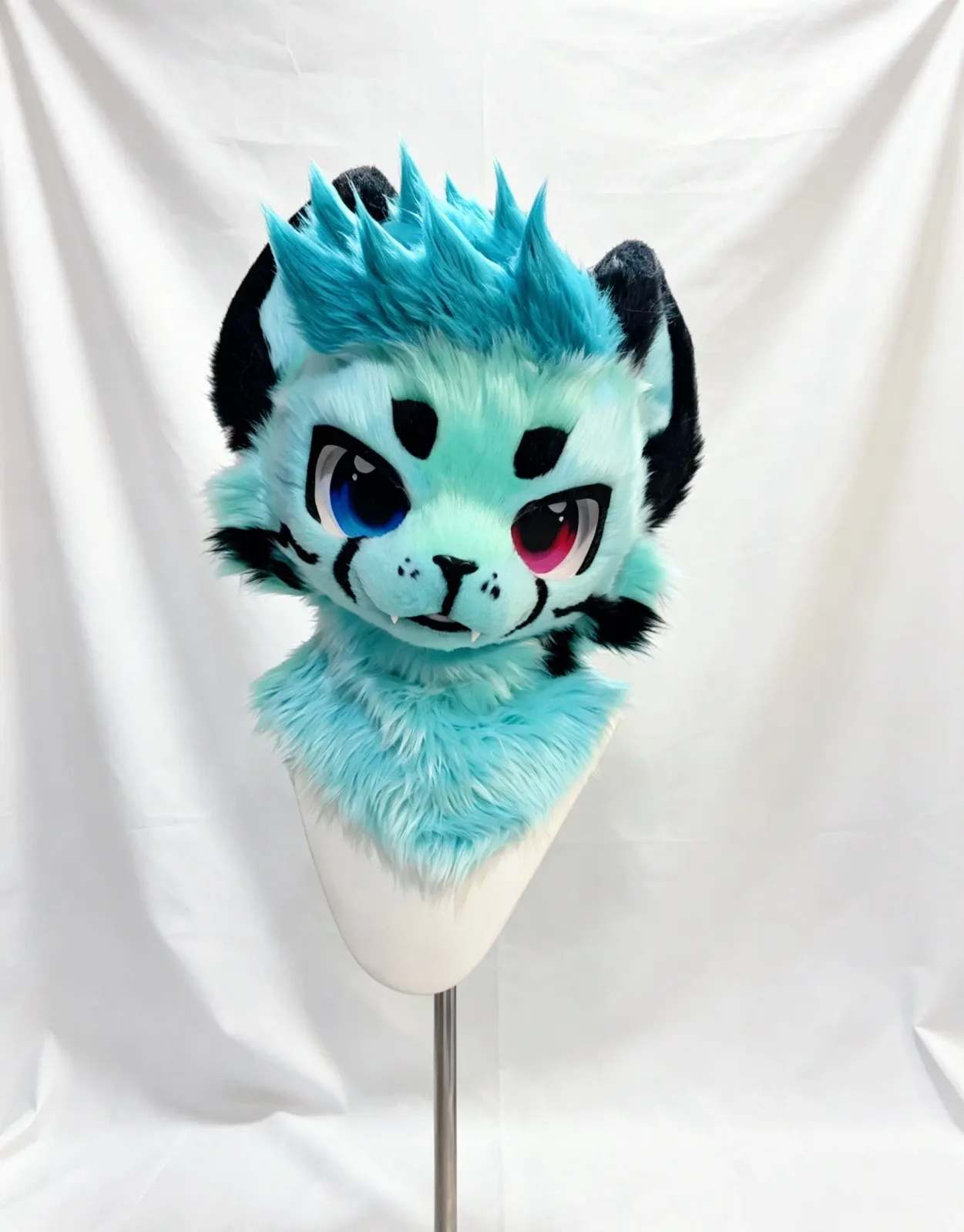 Aqua Spike Tiger Toony Fursuit Head thumbnail 2