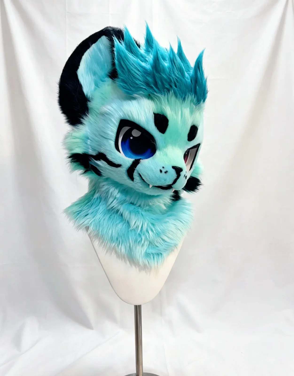 Aqua Spike Tiger Toony Fursuit Head thumbnail 3