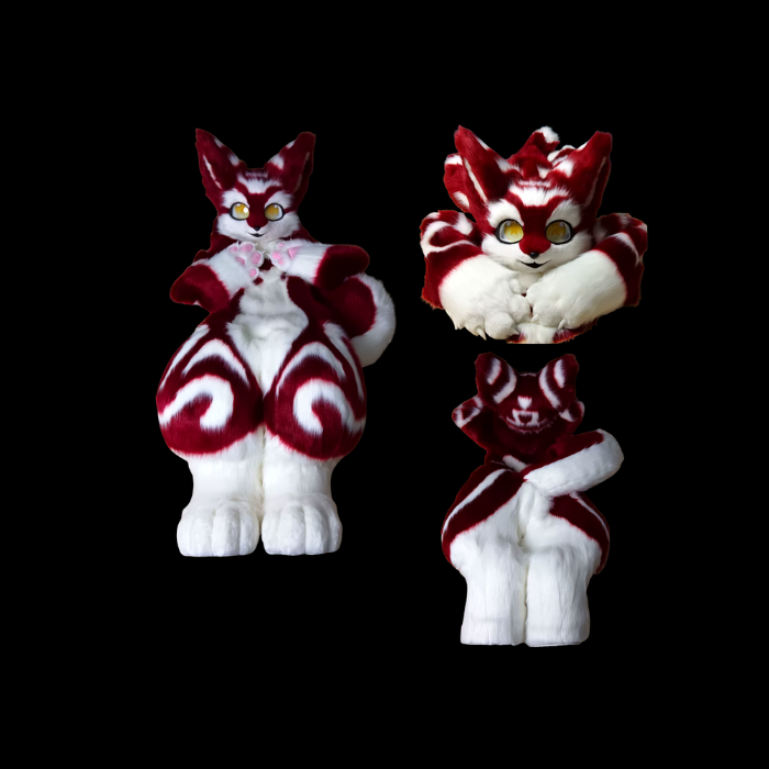 Burgundy Snowstripe Kemono Fox Fullsuit thumbnail 1