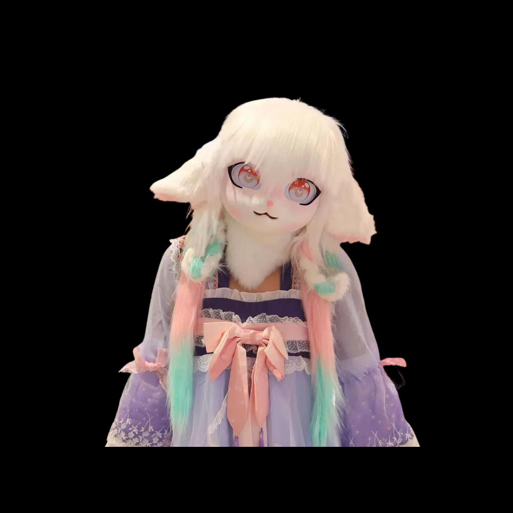 Cream Pastel Bunny Fursuit Head thumbnail 1