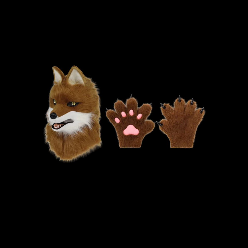 Chestnut Timber Wolf Fursuit Head & Paw Set