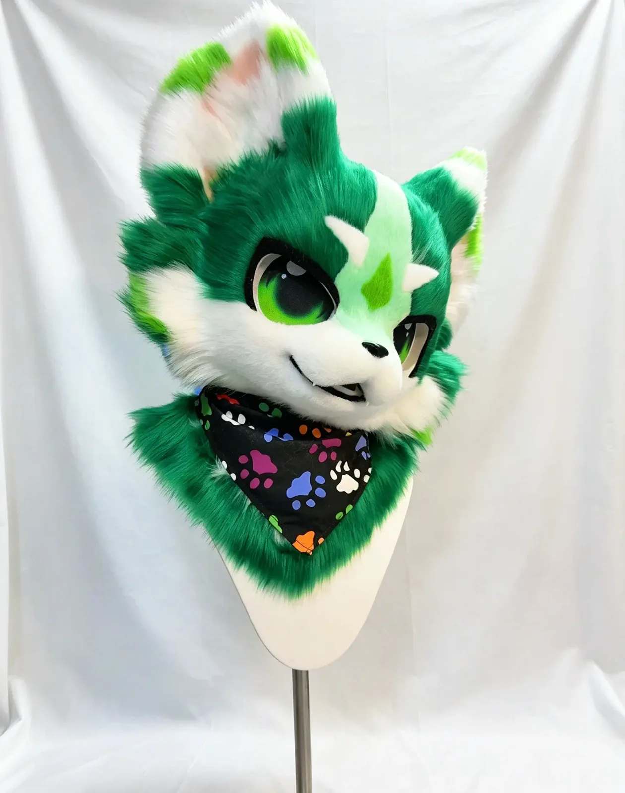 Emerald Sprout Kemono Fursuit Head thumbnail 5