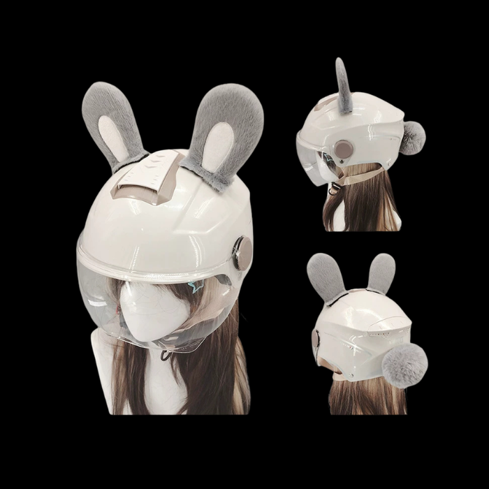 Fluffy Bunny Ear Product Name: Fluffy Bunny Ear & Tail Helmet Accessory Set Tail Helmet Cosplay Set thumbnail 2