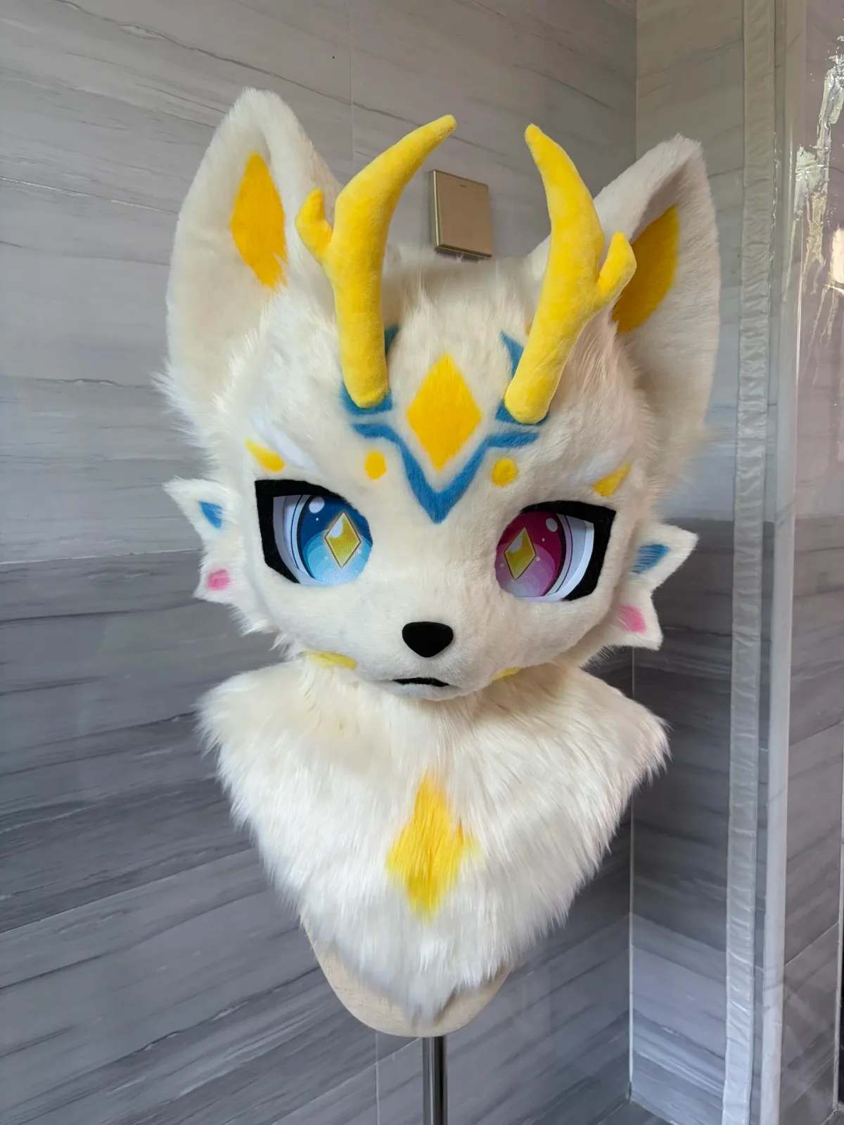 Golden Antler Kemono Fursuit Head With Paws  thumbnail 1