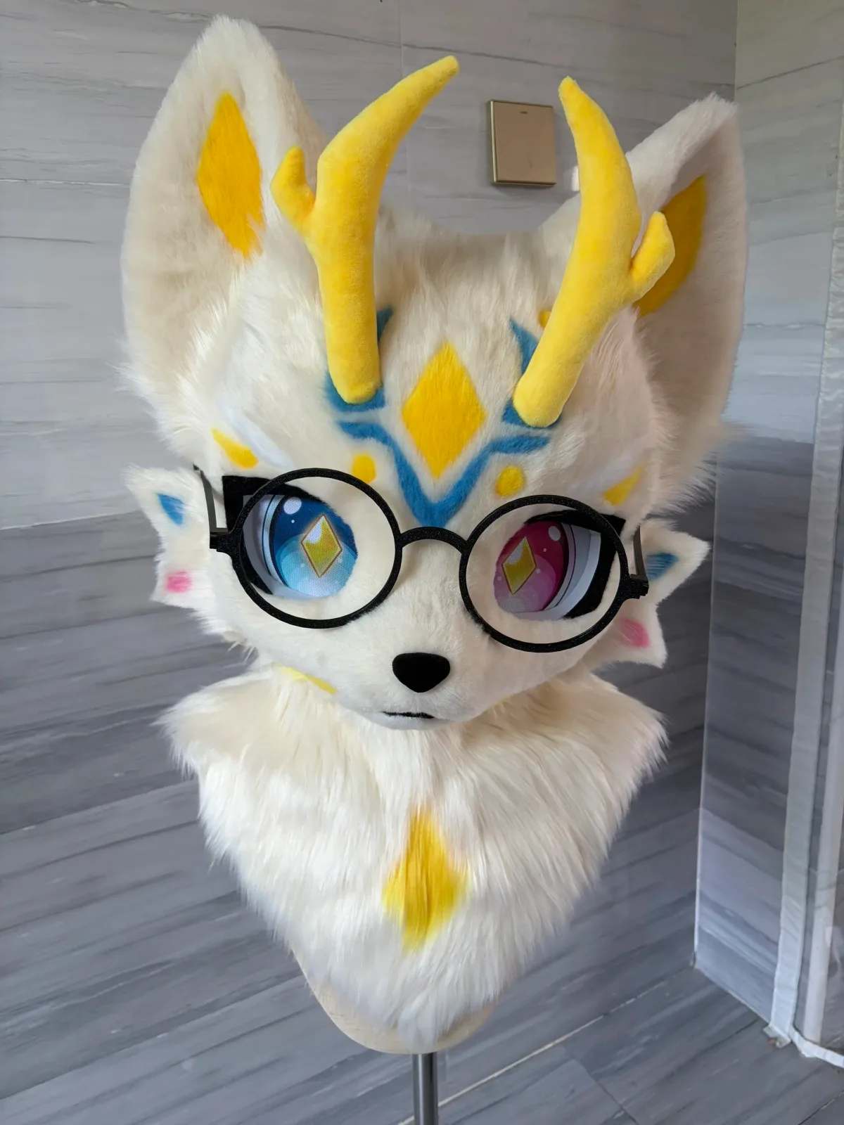 Golden Antler Kemono Fursuit Head With Paws  thumbnail 2