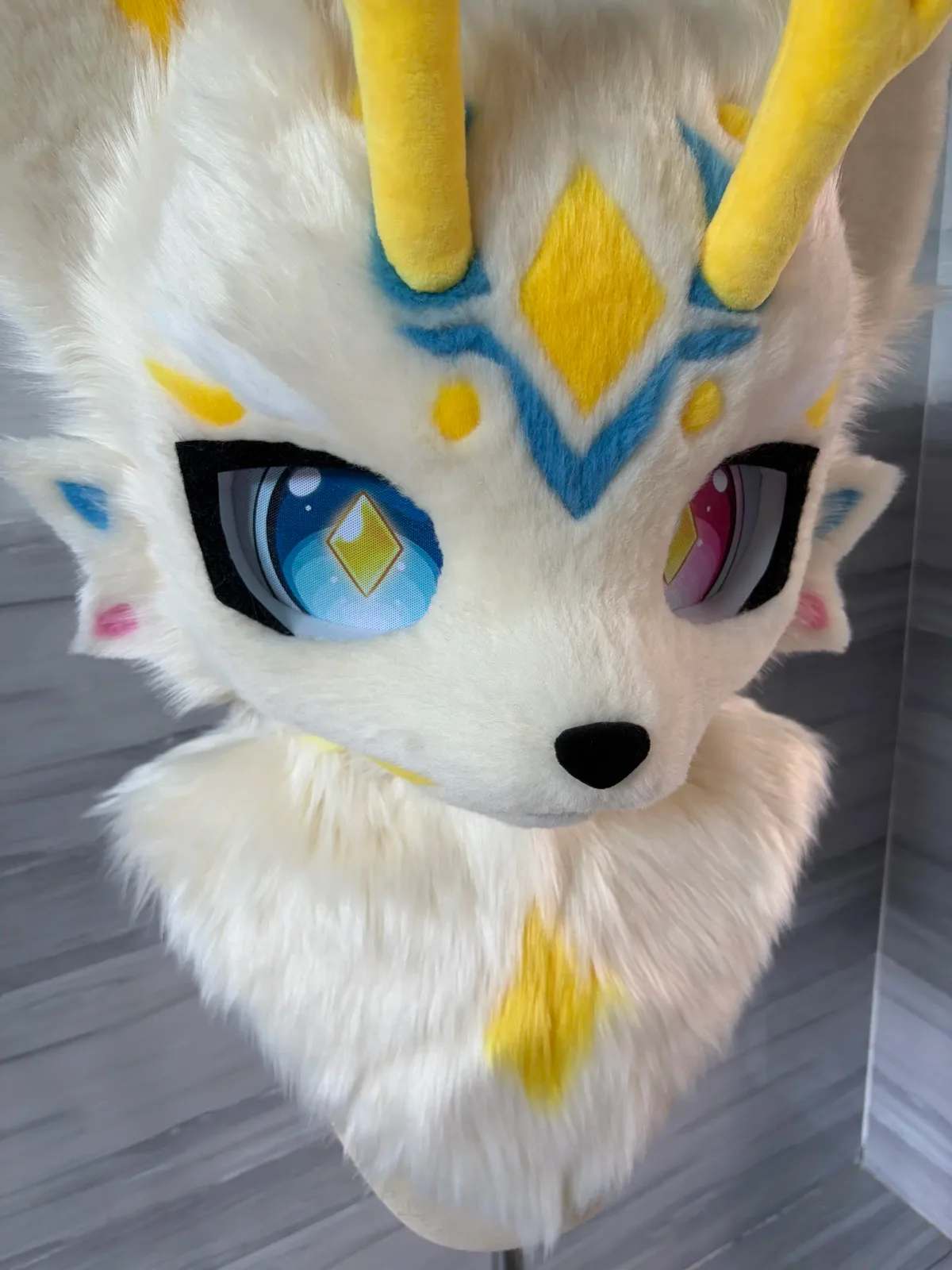 Golden Antler Kemono Fursuit Head With Paws  thumbnail 3