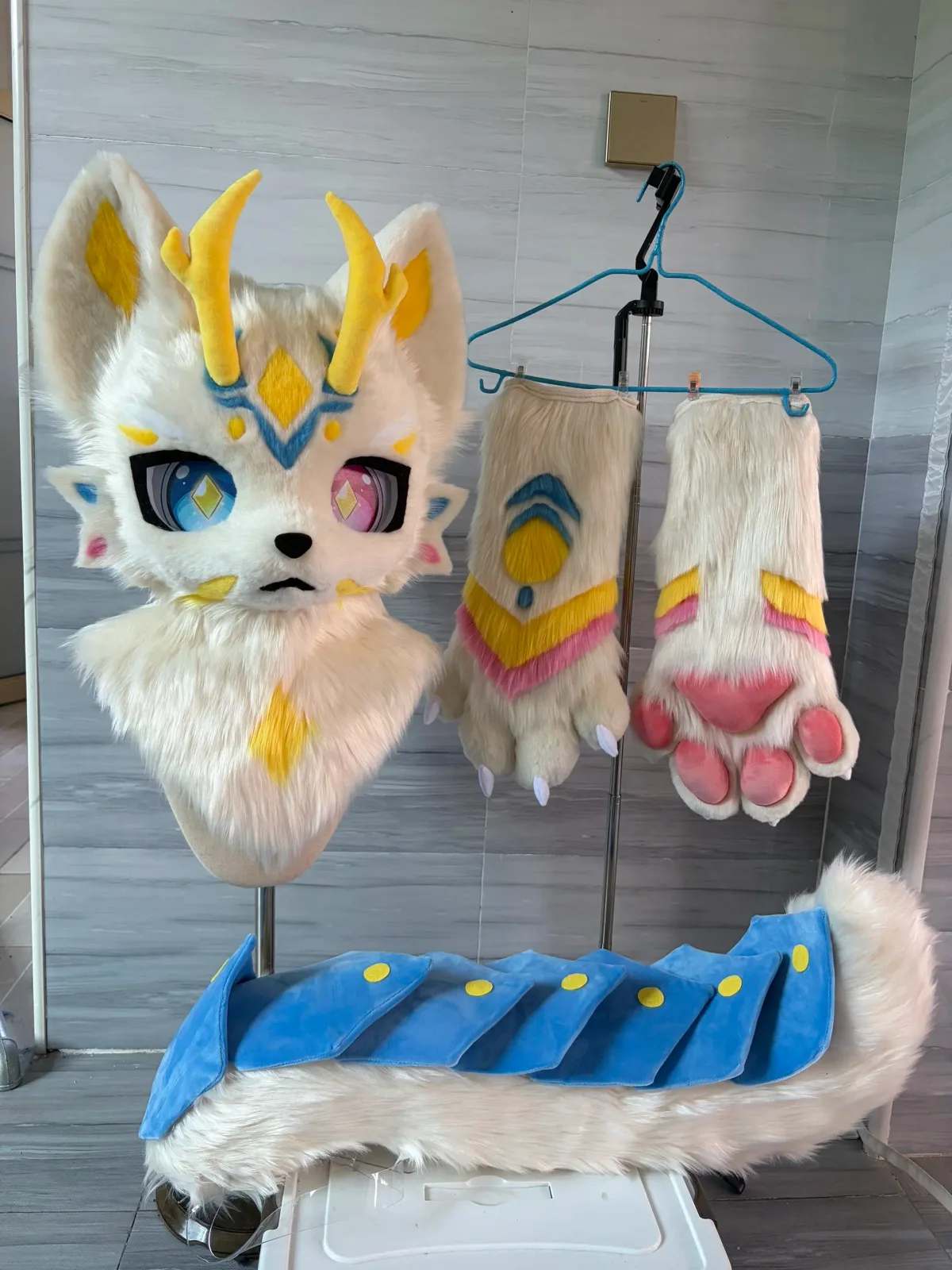 Golden Antler Kemono Fursuit Head With Paws  thumbnail 5