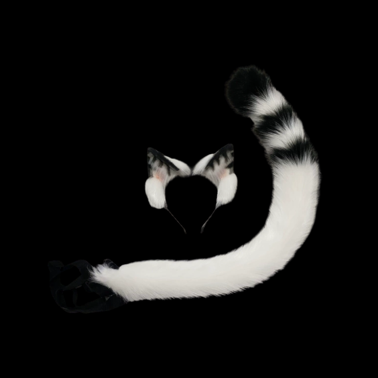 Handcrafted Silver Tabby Cat Ear & Tail Bundle