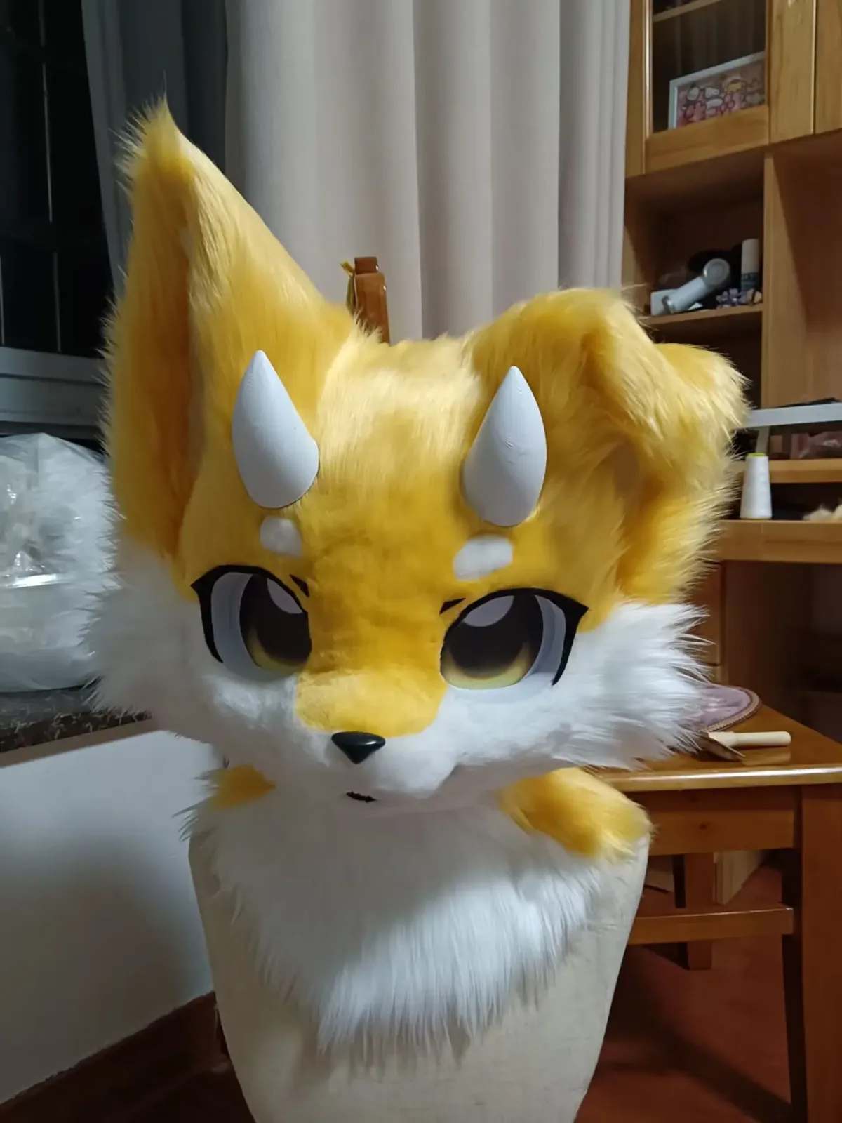 Honey Horn Fox Kemono Fursuit Head thumbnail 2