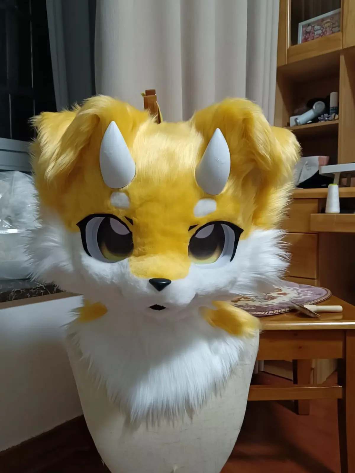 Honey Horn Fox Kemono Fursuit Head thumbnail 3