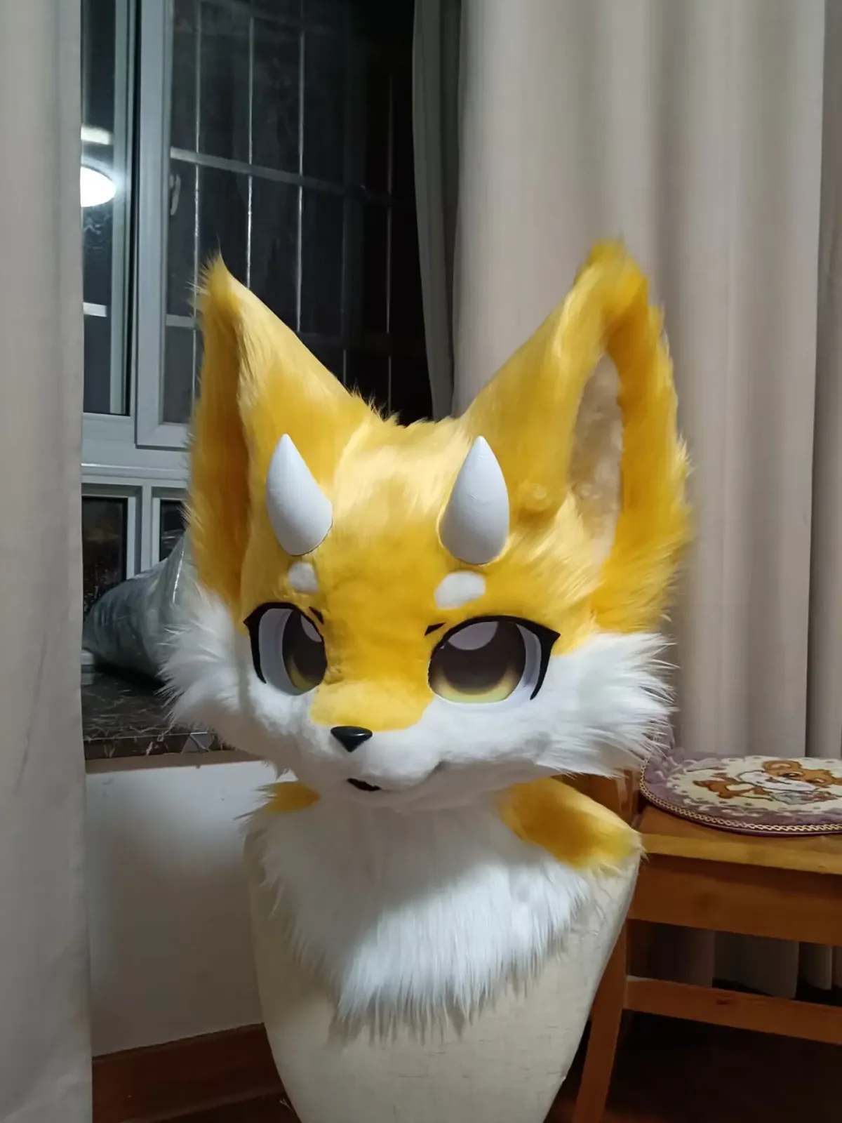 Honey Horn Fox Kemono Fursuit Head thumbnail 4