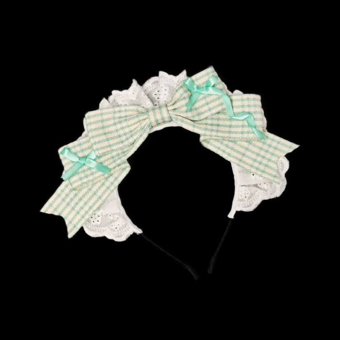 Houndstooth Lace Bow Cosplay Headband thumbnail 3