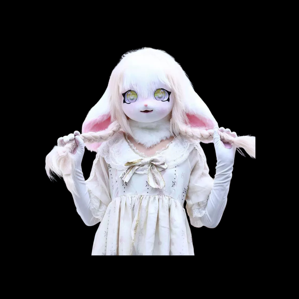 Ivory Blush Bunny Kemono Fursuit Head