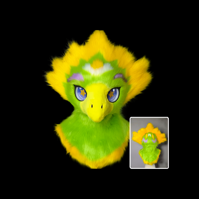 Limeflare Crest Bird Fursuit Head