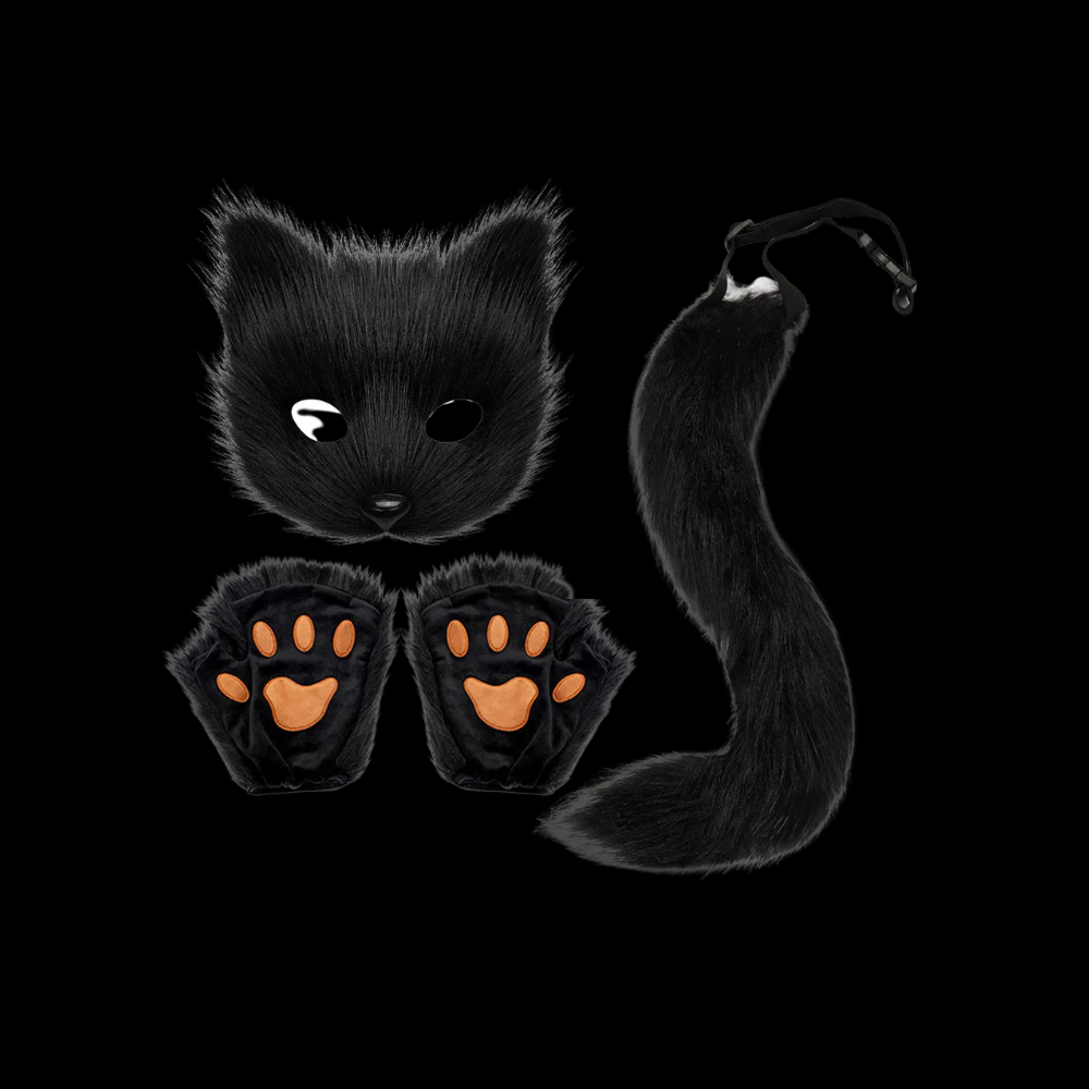 Midnight Fox Mask, Paws & Tail Set