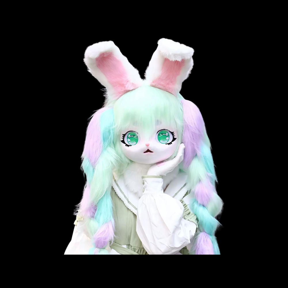 Mint Blossom Bunny Kemono Fursuit Head