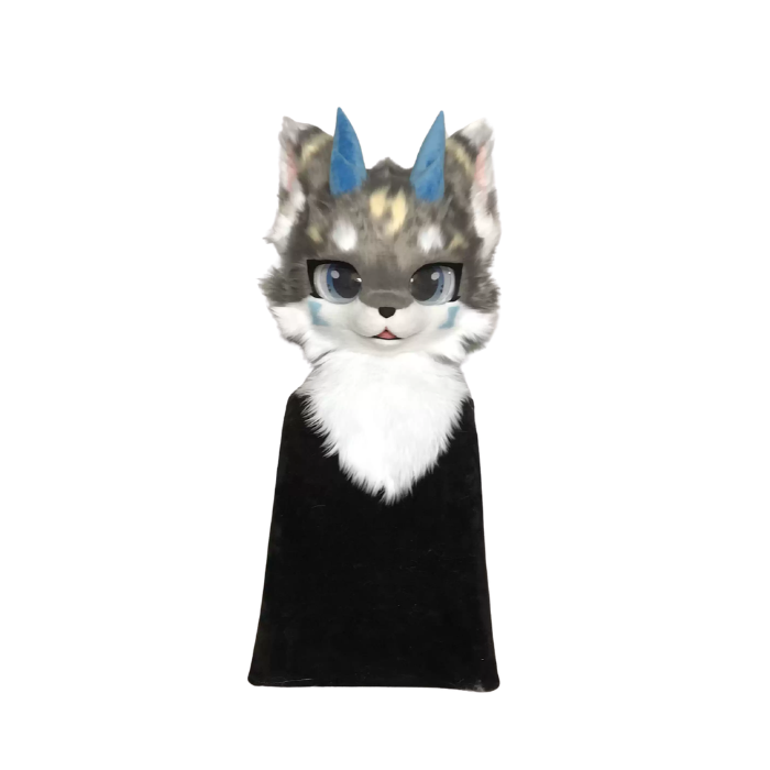 Moonlit Silver Fox Fursuit Head
