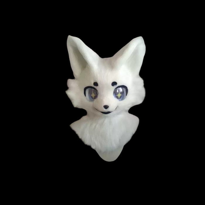 Moonlit White Fox Custom Fursuit Head