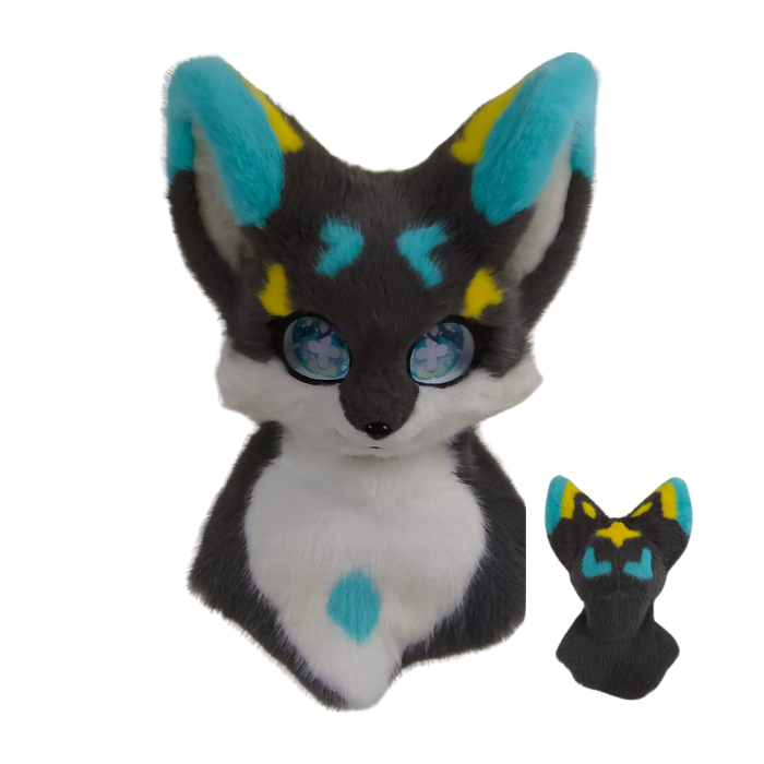 Neon Frost Fox Fursuit Head