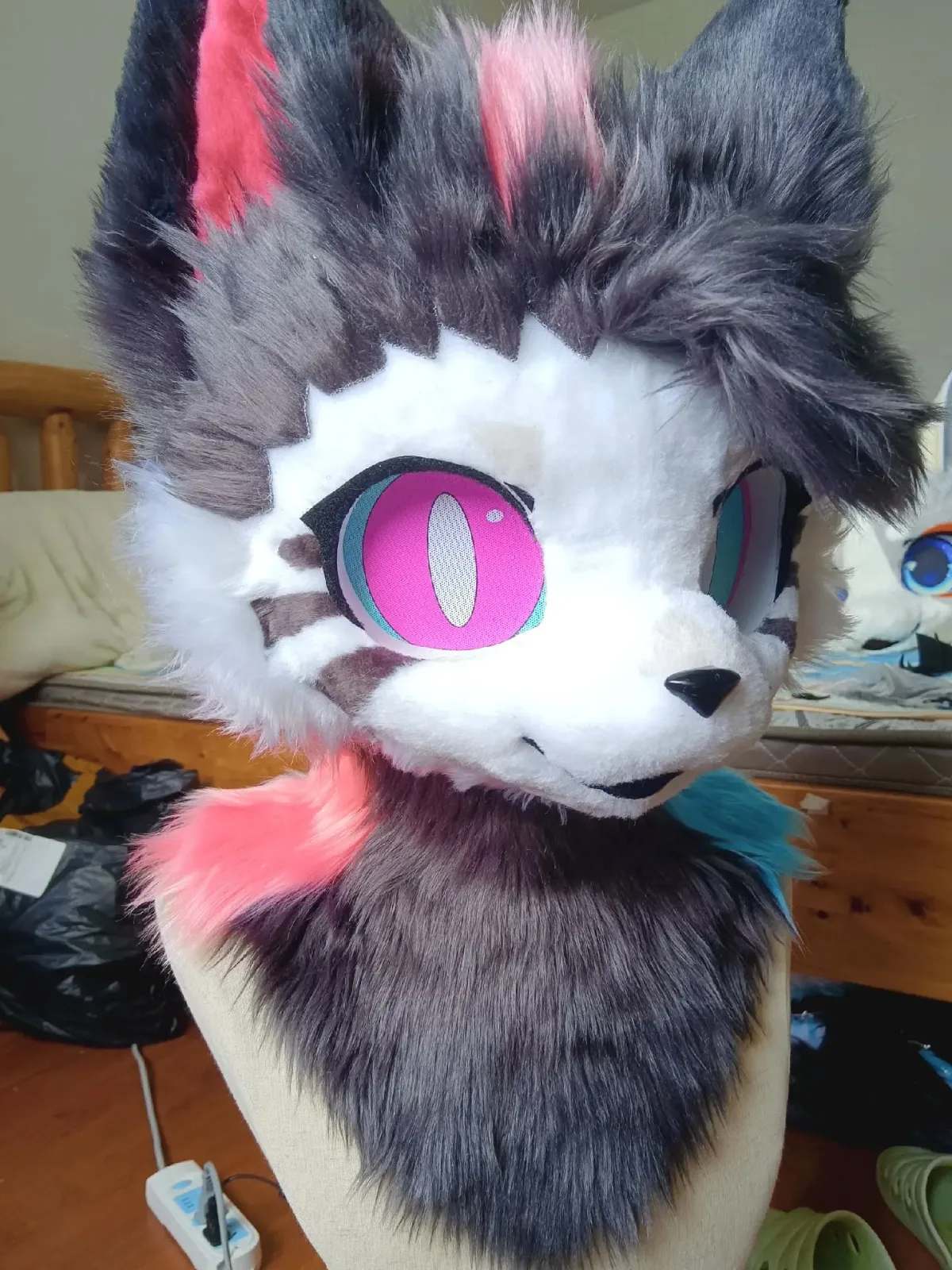 Neon Shadow Kemono Fursuit Head thumbnail 2