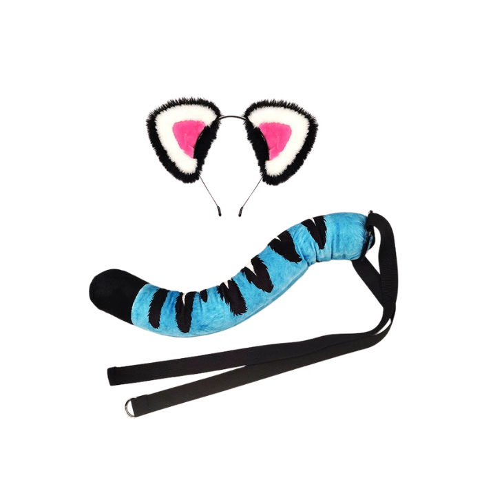 Neon Tiger Striped Ear & Tail Cosplay Bundle thumbnail 1