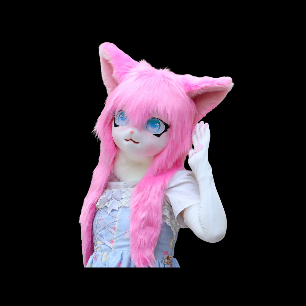 Pink Neko Plush Fursuit Head thumbnail 3