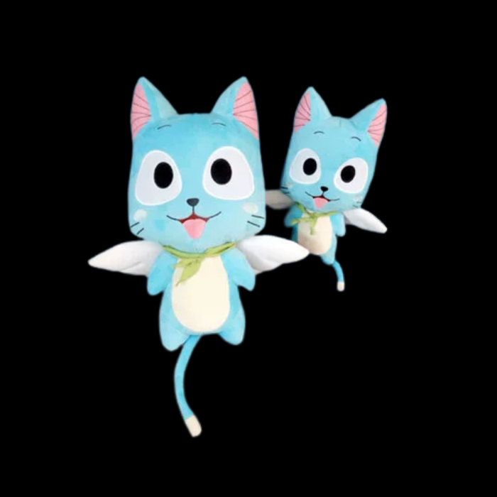 Premium Handcrafted Sky Blue Winged Cat Plush Companion
