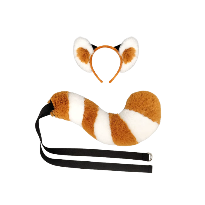 Red Panda Dual Ear Headband and Tail Cosplay Bundle thumbnail 1