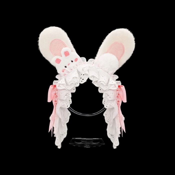 Rosette Lace Bunny Ear Headdress
