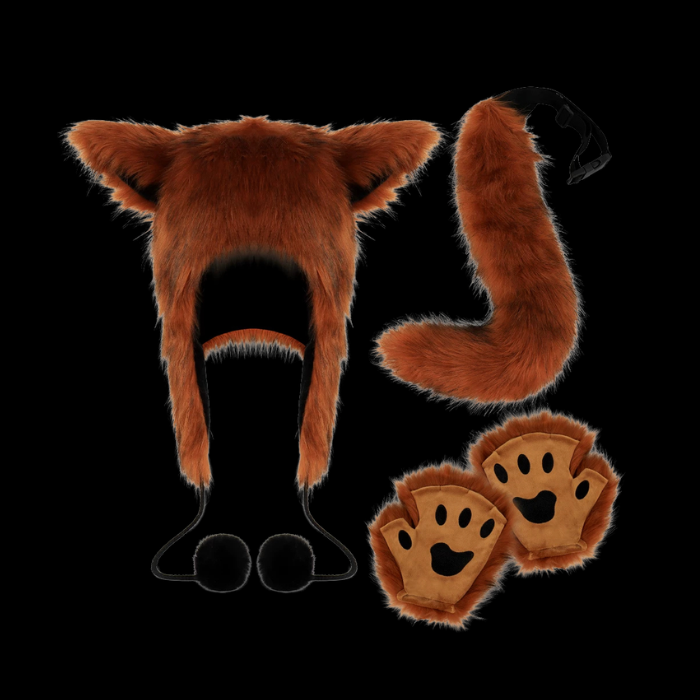 Rust Fox Small Ear Hat, Tail & Paw Accessory Set