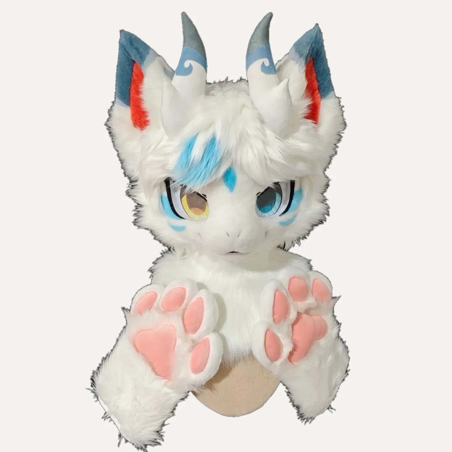 Seafoam Dragon Kemono Fursuit Head thumbnail 3