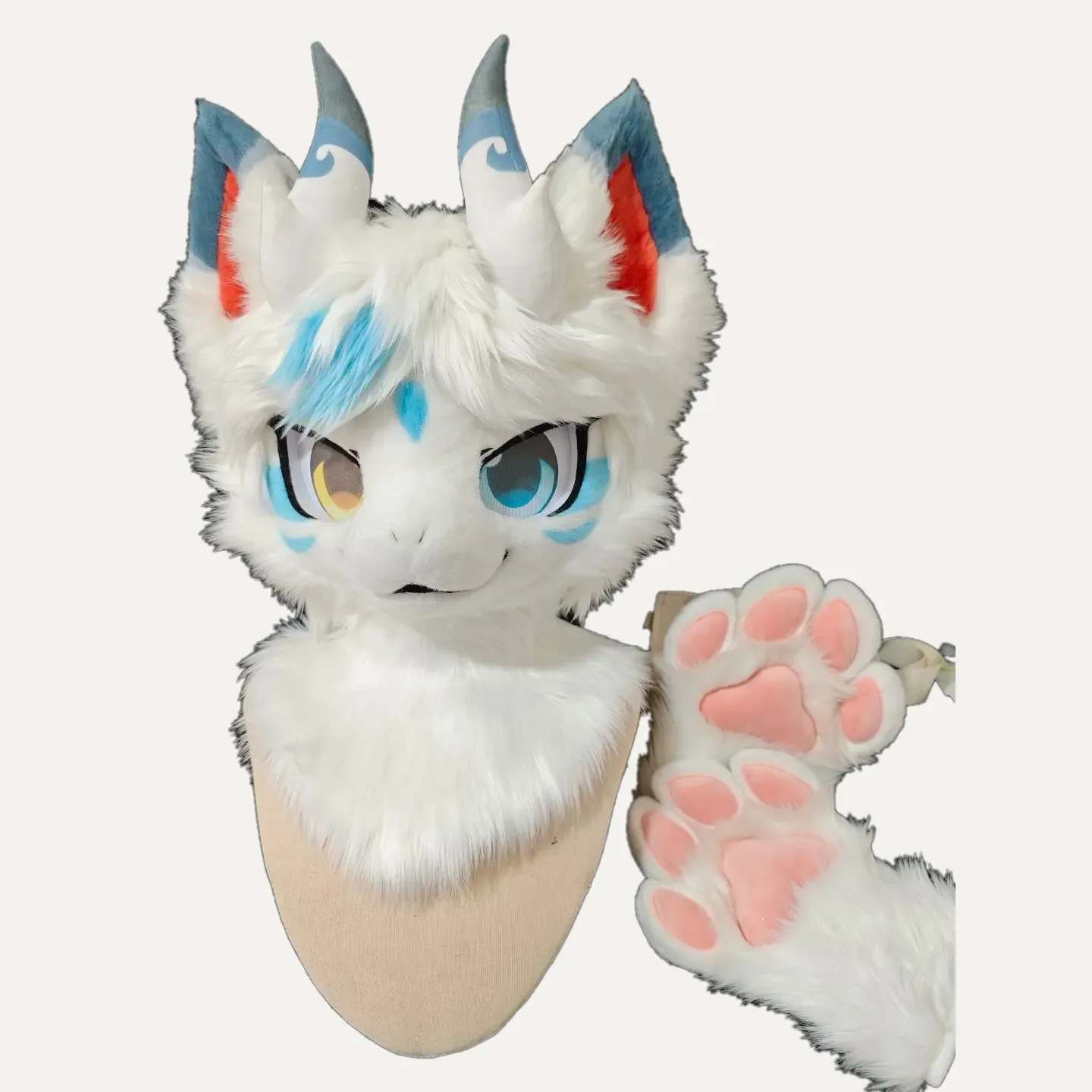 Seafoam Dragon Kemono Fursuit Head thumbnail 4