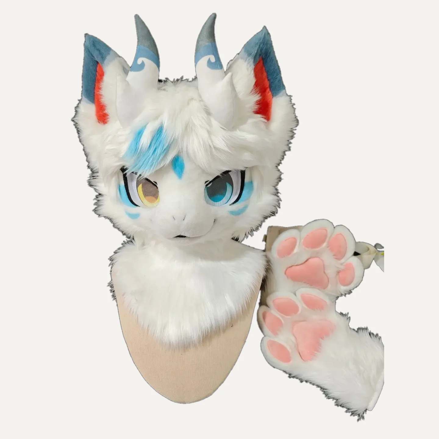 Seafoam Dragon Kemono Fursuit Head thumbnail 5