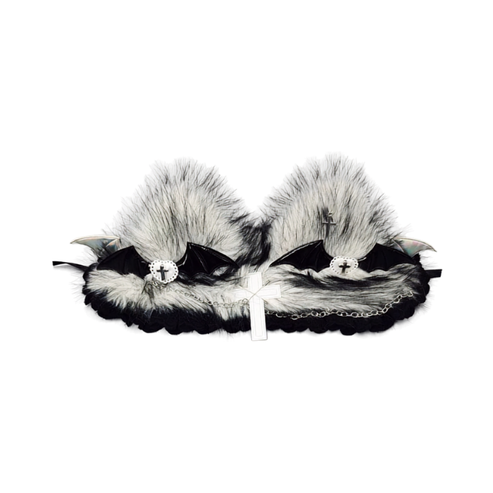 Silver Frost Plush Cat Ear Headband thumbnail 6