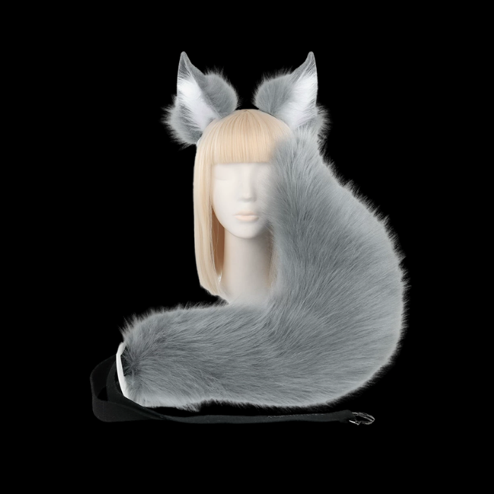 Silver Gray Fox Ears & Tail Set