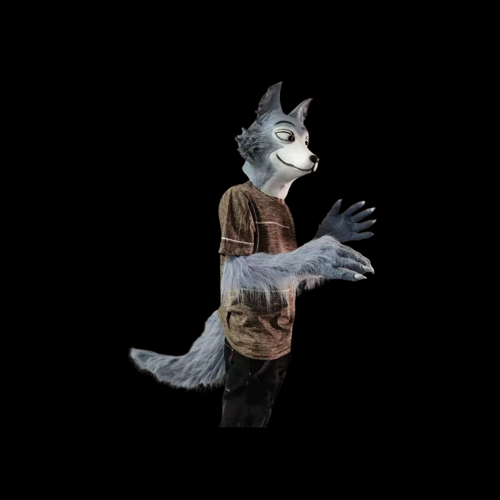 Silver Grey Wolf Head, Paw & Tail Bundle