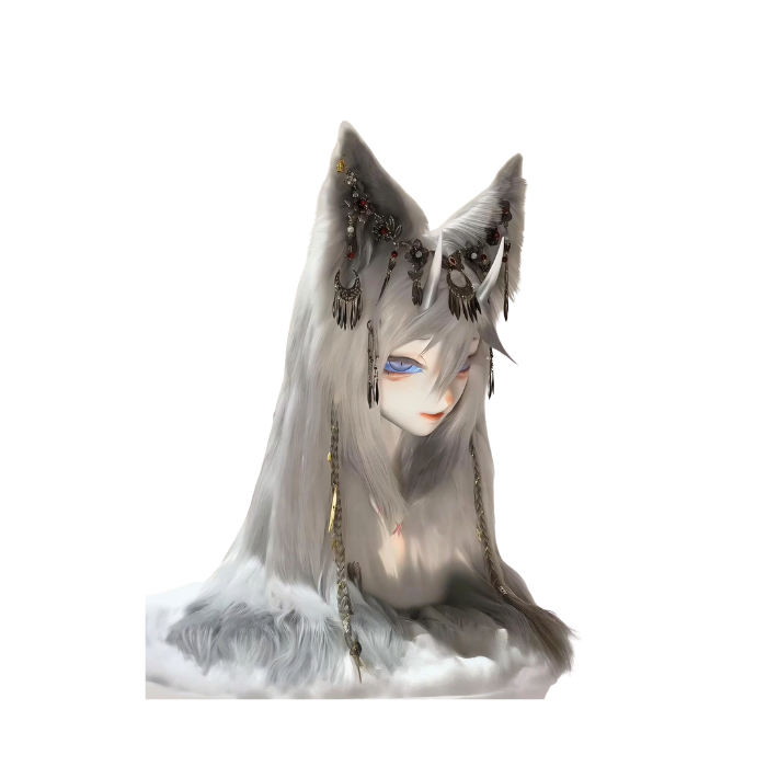Silver Kitsune Fursuit Head thumbnail 4