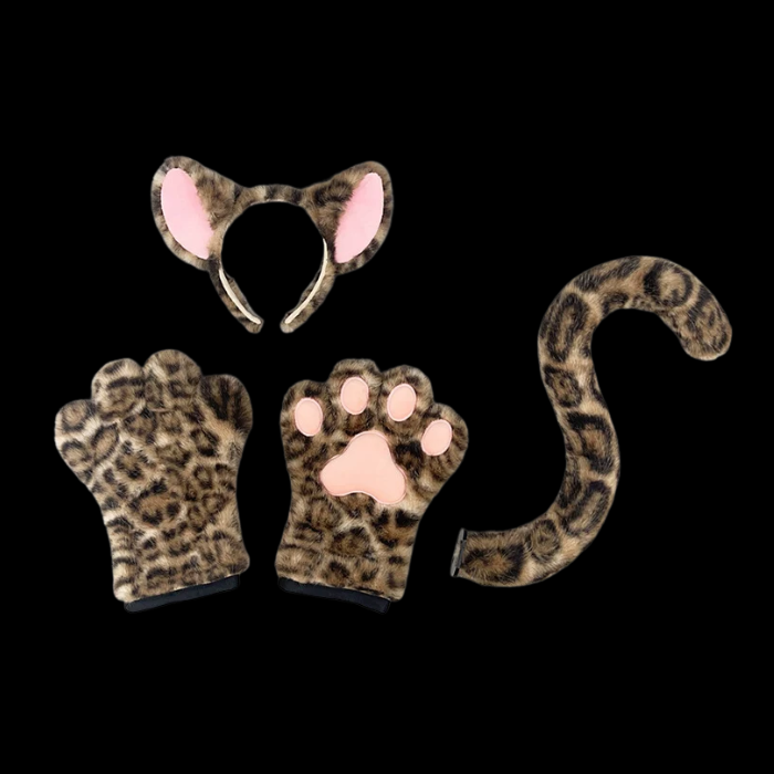 Snow & Golden Leopard Ear, Paw and Tail Bundle
