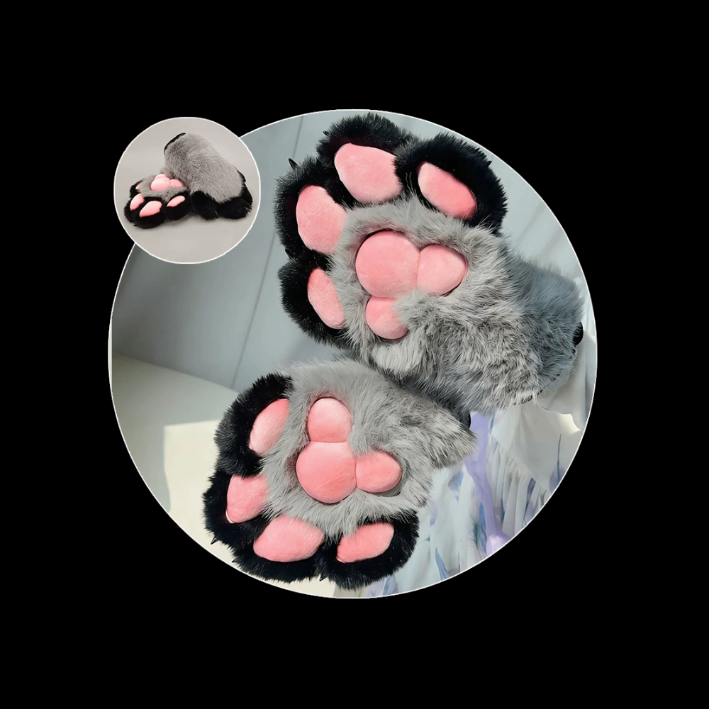 Storm Grey Fursuit Paw Gloves