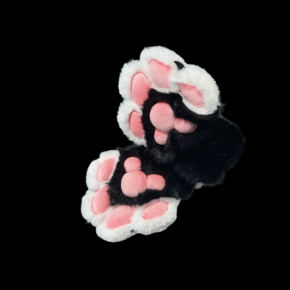 Tuxedo Black White Fursuit Paw Gloves