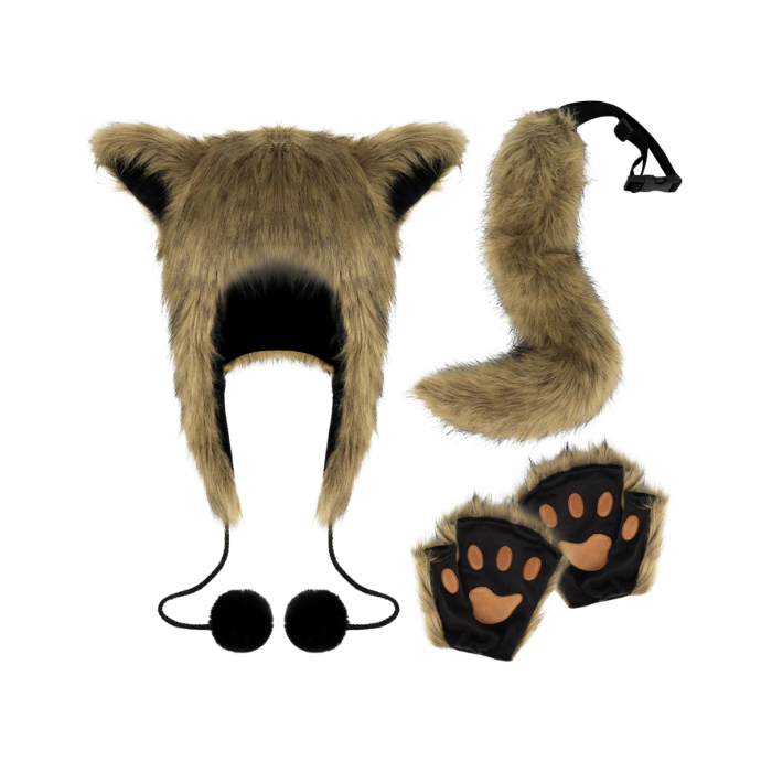 Wild Fox Ear Hat, Tail & Paw Accessory Set